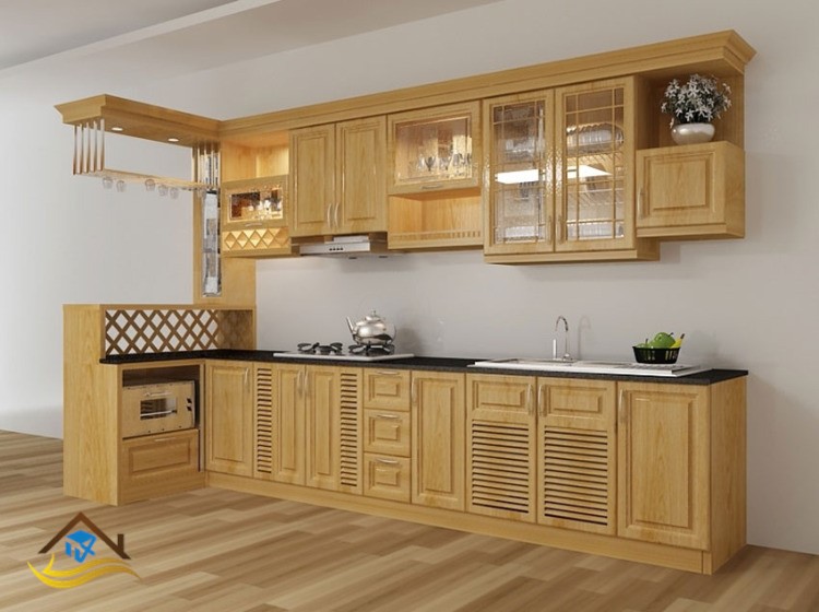 TỦ BẾP GỖ XOAN ĐÀO - NC21